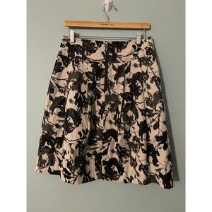 Lundstrom Collection A-line Skirt Size 12 Beige/Black Abstract Floral